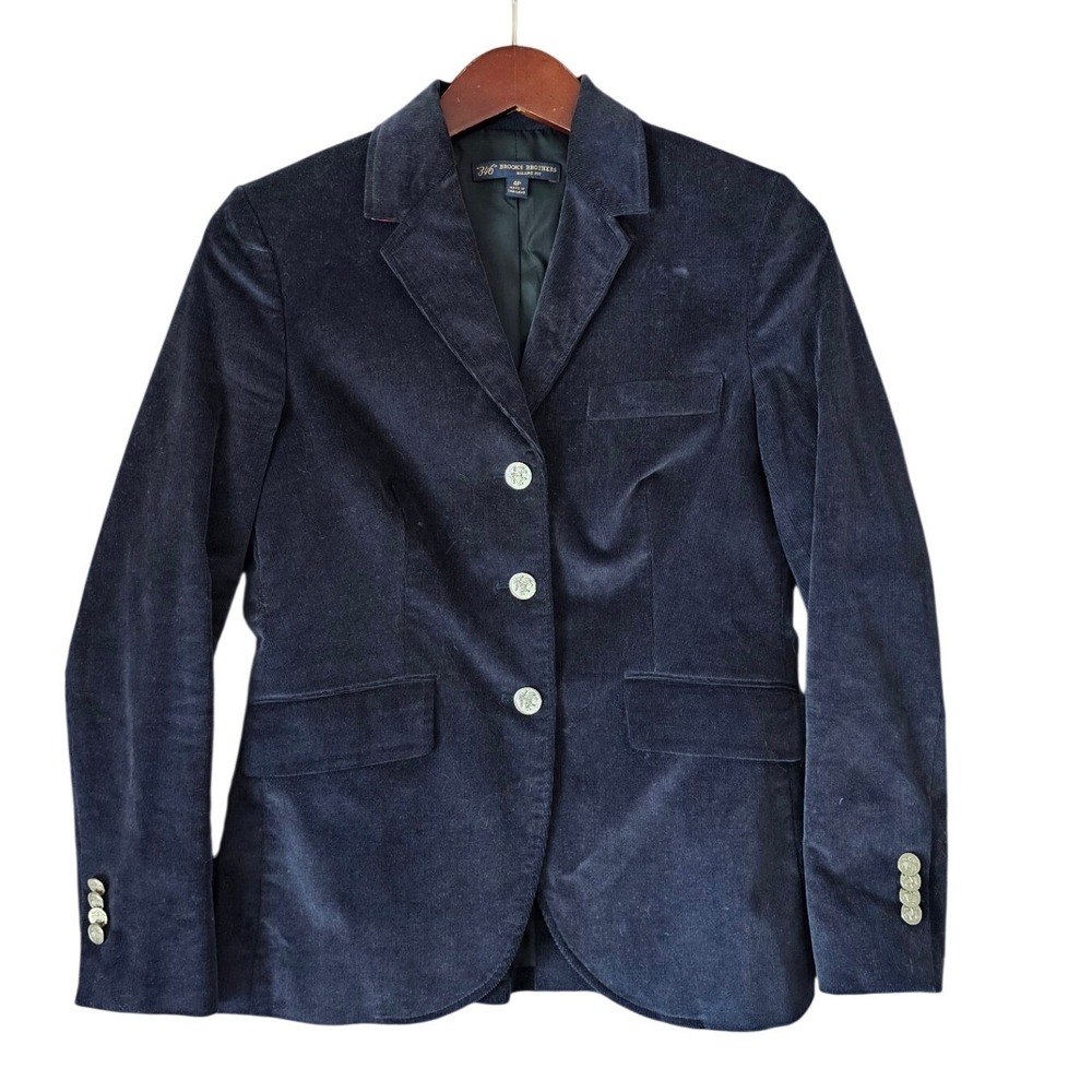Brooks Brothers 346 Milano Fit Navy Blue Corduroy Equestrian Blazer Jacket 4P